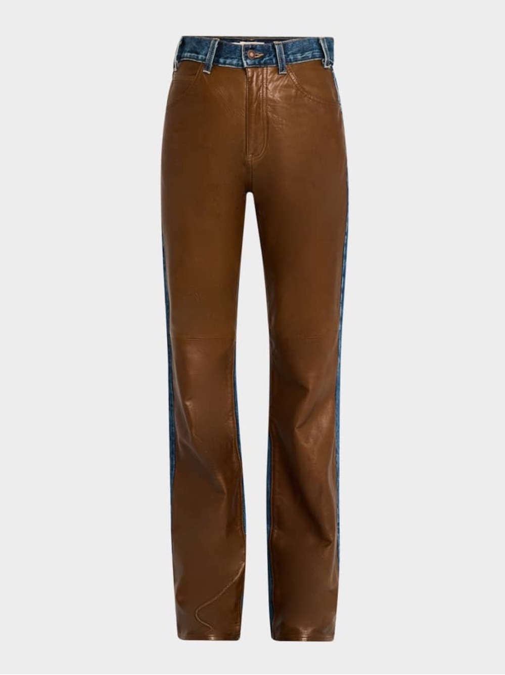 Nili Lotan | Joan Mixed-Media Leather Straight-Leg Jeans